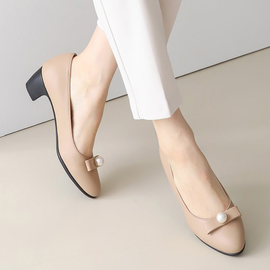[GIRLS GOOB] Women's Comfortable  Chunky Heels Dress Shoes, Pumps, Synthetic Leather - Made in KOREA